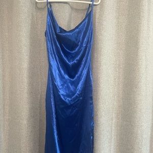 Blue Satin Midi dress
